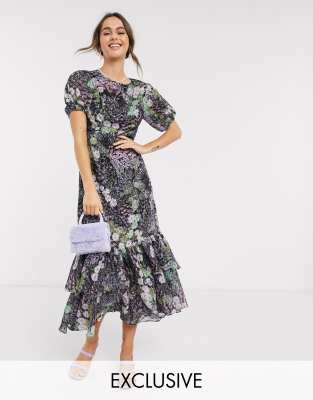 ruffle hem maxi dress