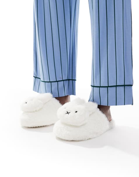 Dasiy Street x Miffy fluffy slippers in white - view 1