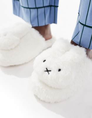 Daisy Street Dasiy Street X Miffy Fluffy Slippers In White