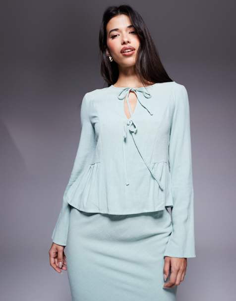 Daska - Blusa in lino verde salvia in coordinato - view 1