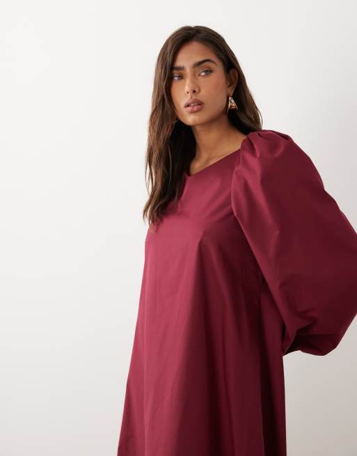 Daska - Bordeaux oversized maxikjole med ballonærmer, 2 af 4