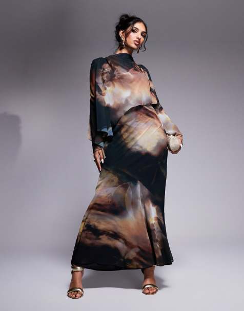 Daska chiffon maxi dress in dark based print - view 1