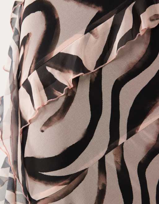Daska chiffon ruffle long sleeve maxi dress in zebra print, 3 of 4