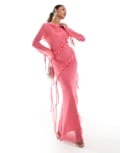 [Daska] Daska chiffon ruffle maxi dress in bubblegum pink 6 pink