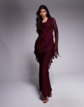 [Daska] Daska chiffon ruffle maxi dress in burgundy-Red 6 Burgundy