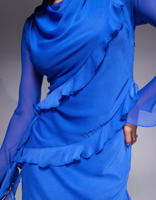 Daska chiffon ruffle maxi dress in cobalt blue | ASOS
