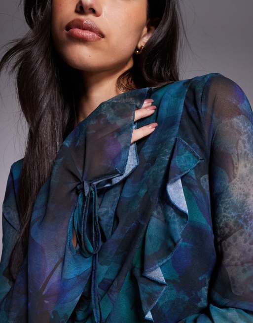 Daska chiffon ruffle maxi dress in dark floral