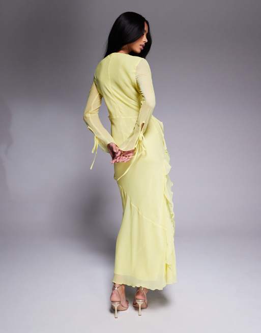 Daska chiffon ruffle maxi dress in lemon