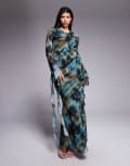 [Daska] Daska chiffon ruffle maxi dress in tartan print-Multi 6 Tartan Print