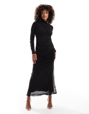 Daska drape front maxi dress in black