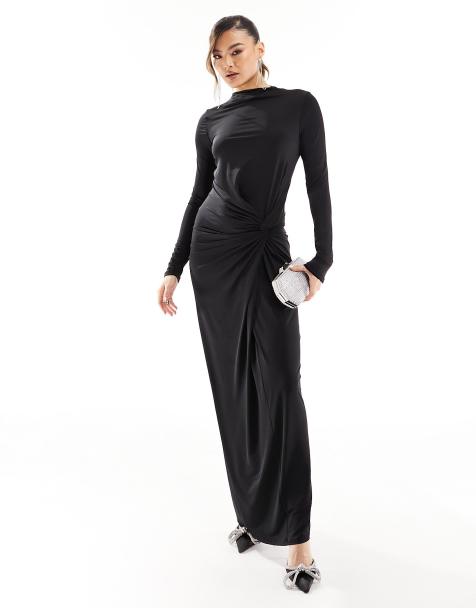 Modest black maxi dress sale