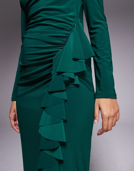 Daska exclusive high neck maxi dress in emerald green, 2 of 4