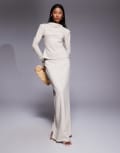 [Daska] Daska faux suede maxi skirt in cream (part of a set)-White 20 CREAM