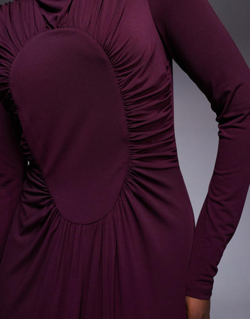 Daska – Gerafftes Maxikleid in Pflaume, 2 von 4