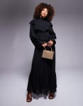 [Daska] Daska high neck chiffon ruffle maxi dress in black 6 Black