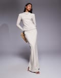 [Daska] Daska high neck faux suede top in cream (part of a set)-White 12-14 CREAM