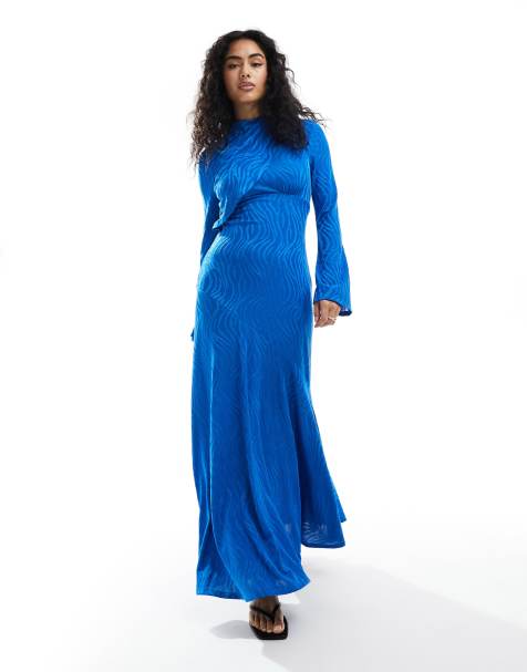 Leah Modest Long Marina Blue Tunic Dress, Modest Islamic Clothing