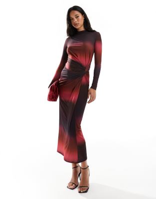 Daska high neck maxi dress in dark ombre print