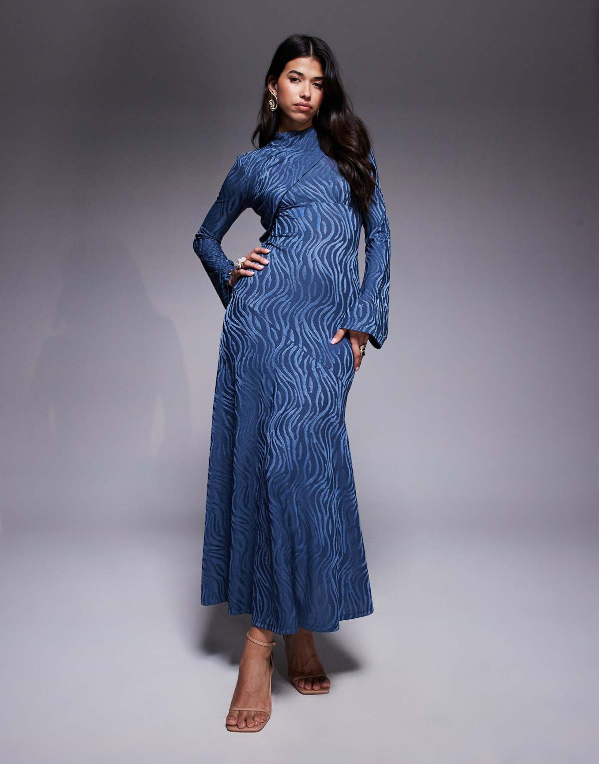 Daska high neck maxi dress in denim