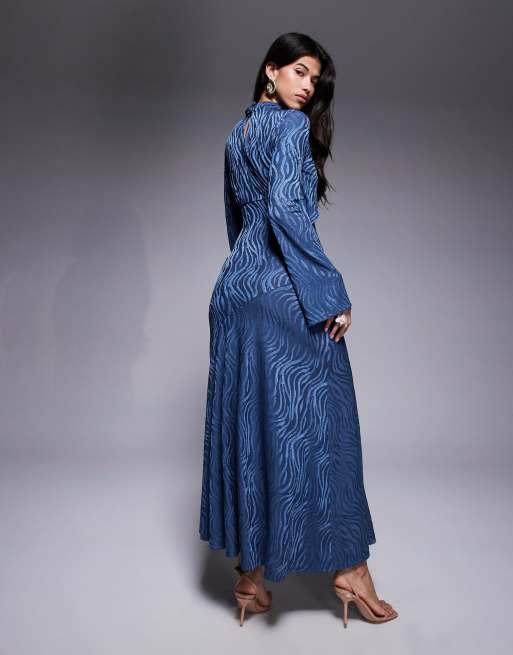 Daska high neck maxi dress in denim 