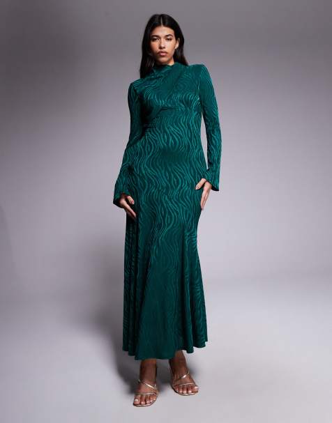 Daska high neck maxi dress in forest green - view 1