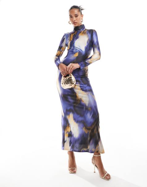 Daska high neck maxi dress in marble print - view 1