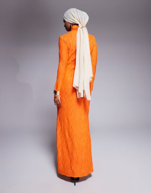 Daska high neck maxi dress in orange