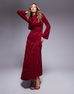 Daska high neck maxi dress in oxblood