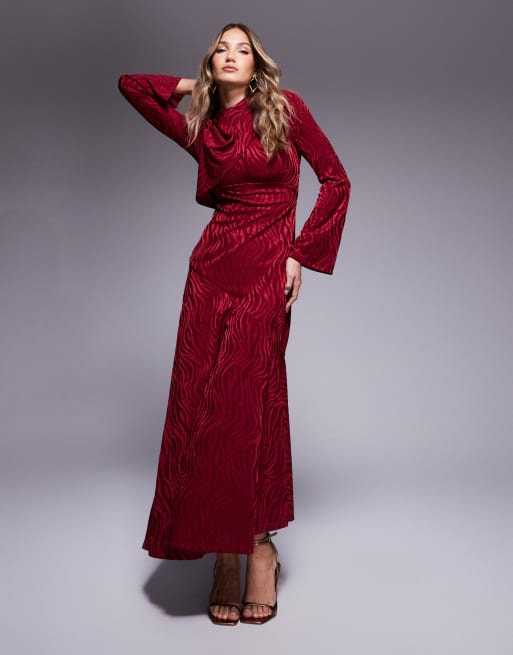 Daska high neck maxi dress in oxblood