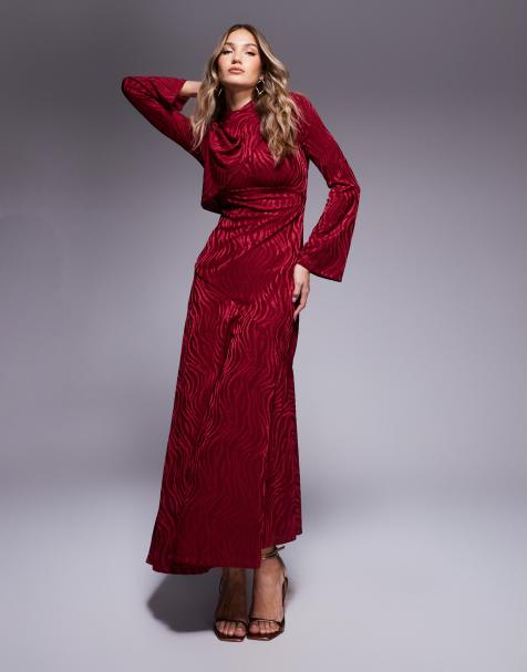 Daska – Hochgeschlossenes Maxikleid in Ochsenblutrot - view 1