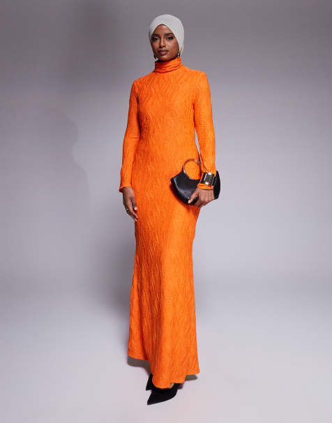 Daska – Hochgeschlossenes Maxikleid in Orange - view 1