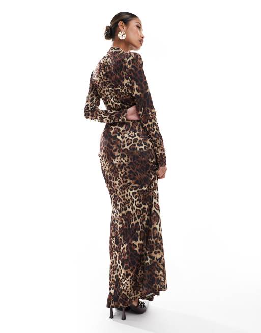 Daska jersey maxi dress with twist detail in animal print, 2 of 4