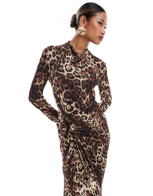 Daska jersey maxi dress with twist detail in animal print, 4 of 4