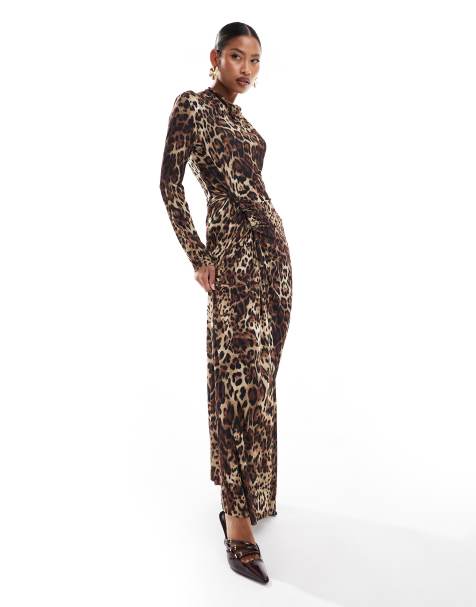 Daska – Jersey-Maxikleid mit Tierfellmuster und Knotendetail - view 1