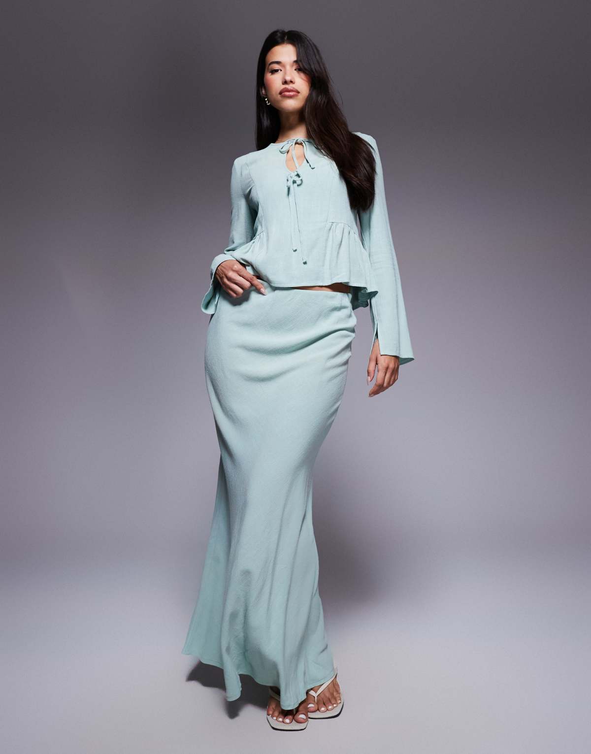 Daska linen skirt co-ord in sage
