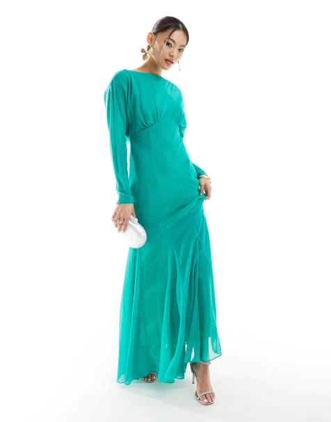 Daska long sleeve maxi dress in vibrant green - view 1