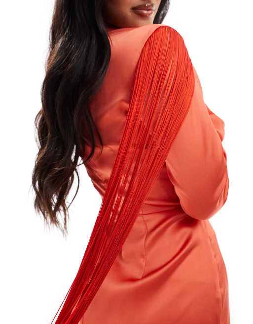 Long sleeve orange maxi dress best sale