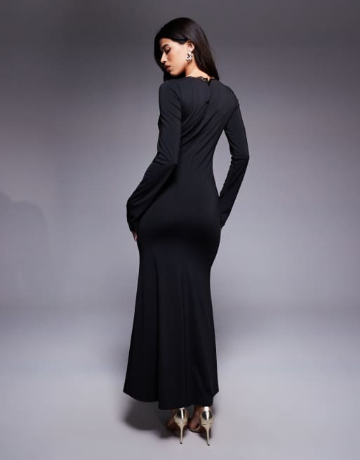 Daska maxi dress with lace detail in black , 2 of 4