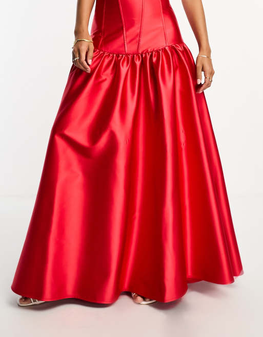 Daska - Maxi rok met stroken in rood