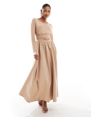 Daska - Maxikleid aus Scuba-Jersey in Taupe-Neutral