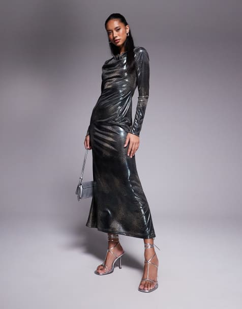 Daska – Maxikleid mit Metallic-Schlangenmuster - view 1