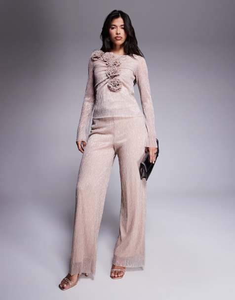 Daska mesh trousers co-ord in soft gold