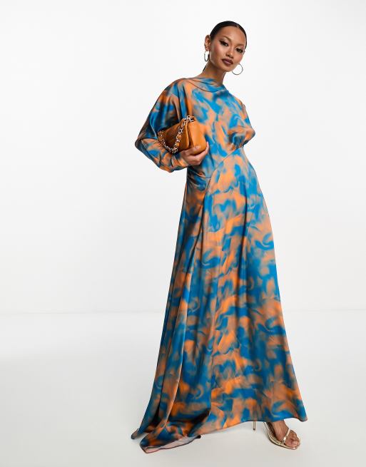 Orange and sale blue maxi dress