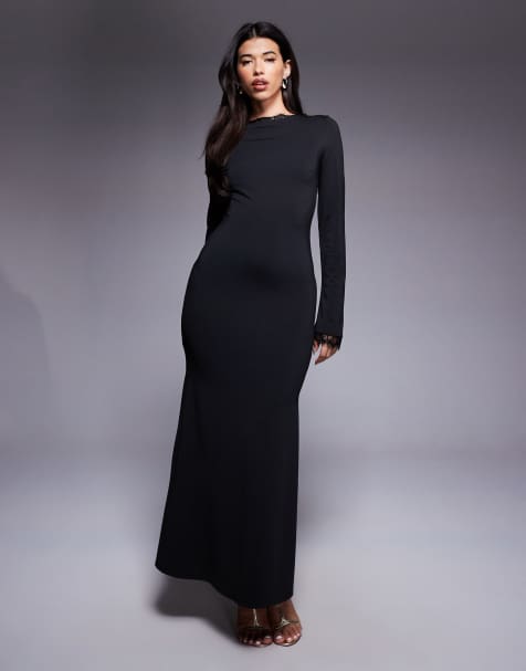 Daska - Robe longue avec détail en dentelle - Noir - view 1