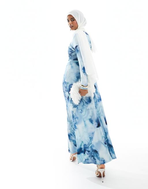 Daska Robe longue croisee sur le devant a imprime nuage ASOS