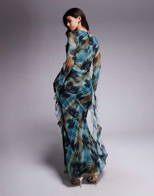 Daska - Robe longue en mousseline à volants - Carreaux écossais, 2 de 4
