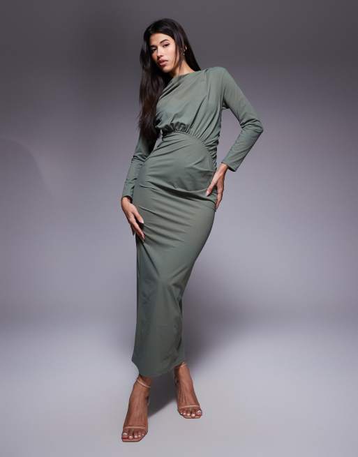 Daska ruched maxi dress in olive