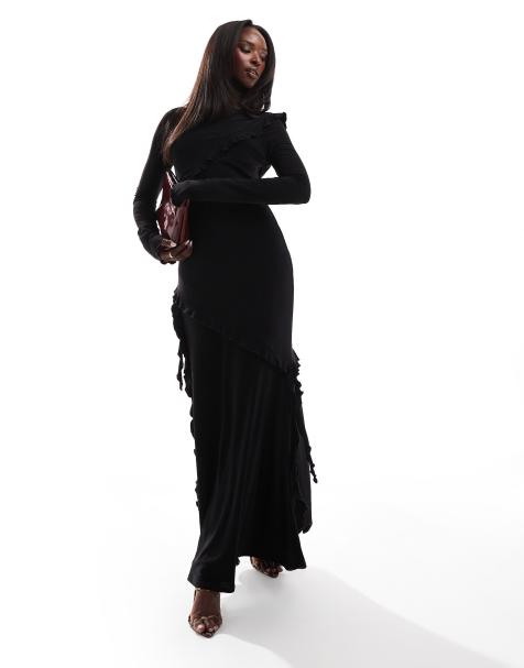Daska ruffle maxi dress in black - view 1