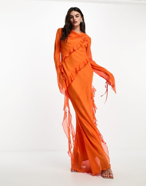 Daska ruffle maxi dress in orange - view 1