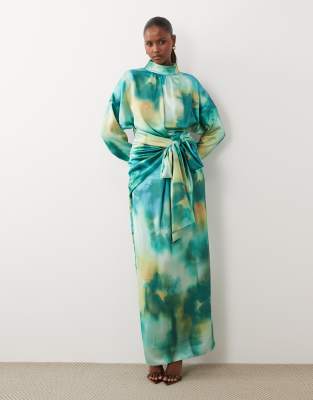 slim fit dress slacks Tropic Muse Beaded Cowl Maxi Dress